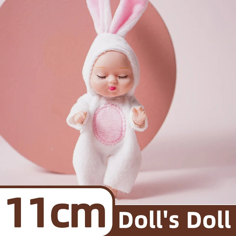 1/6 Pcs 4 Inch Mini Reborn Baby Dolls Toy Set Realistic Baby Doll with Cute Animal Clothes Gifts for Birthday Christmas Exquisit