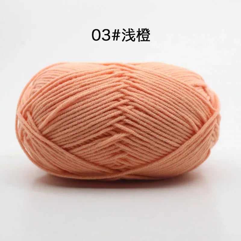 Likeecords 4-Strand  Milk Cotton Knitting Wool Yarn 60g/roll Soft Baby Yarn For Crochet Craft Sweater Hat Dolls