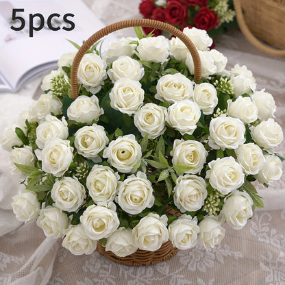10 Heads Artificial Flowers Scrapbooking Silk Roses Christmas Wedding Party Bouquet Household Products Vases for Home Decoration