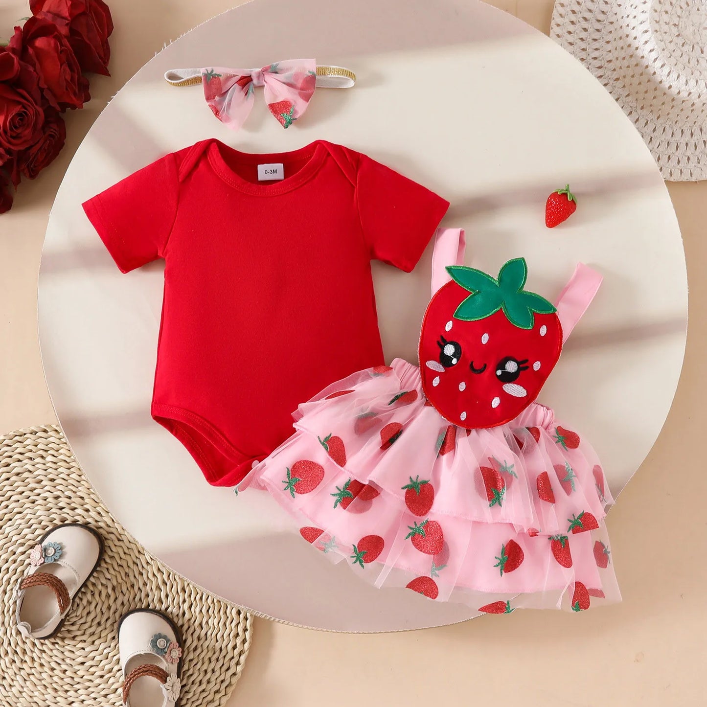 Strawberry Baby Romper Set
