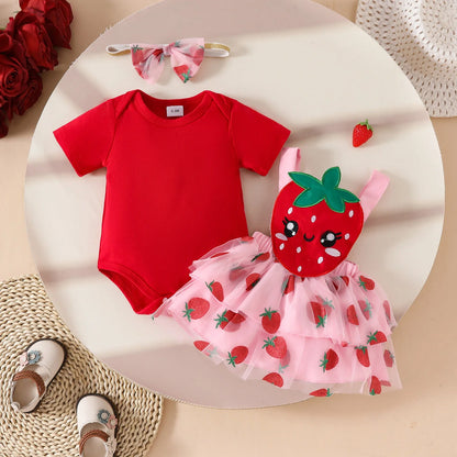 Strawberry Baby Romper Set