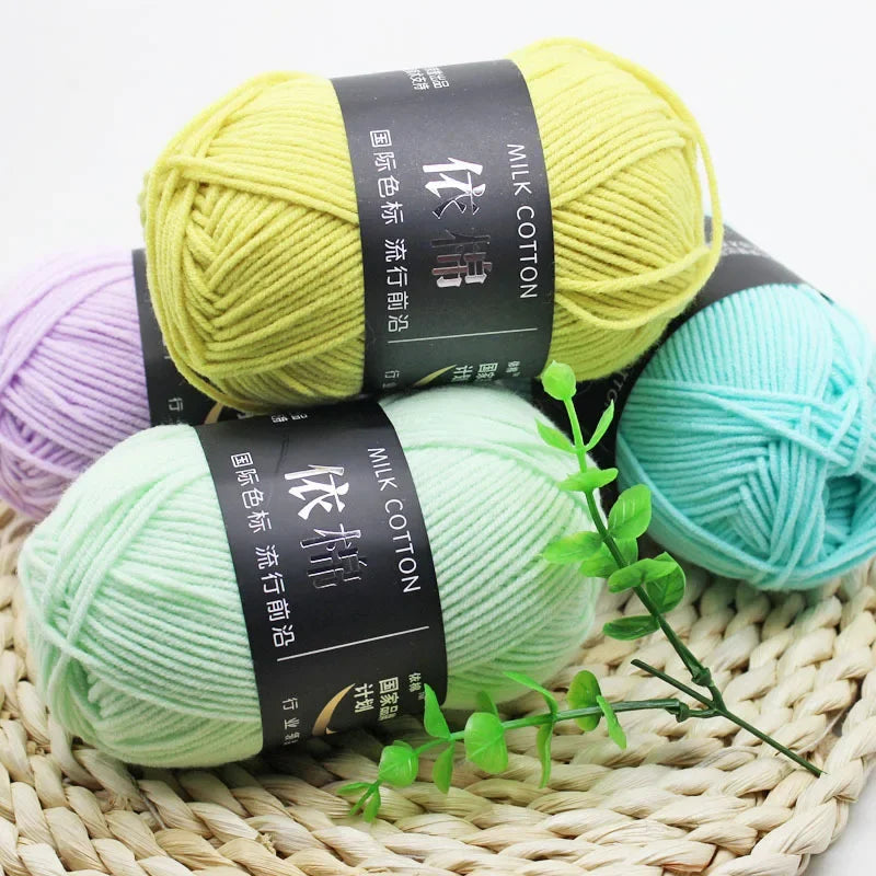 Likeecords 4-Strand  Milk Cotton Knitting Wool Yarn 60g/roll Soft Baby Yarn For Crochet Craft Sweater Hat Dolls