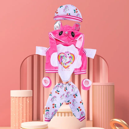 43-45 cm doll set suitable for 17-18 inch dolls, baby birth doll cute jumper jumpsuit set+shoes, warm clothes on Christmas gifts