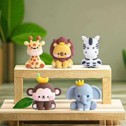 Jungle Safari Animal Cake Toppers with Elephant Giraffe Lion Monkey for Jungle Themed Party Baby Showers Kids Birthday Party