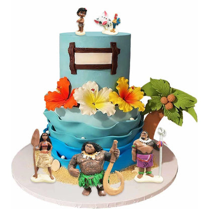 6PCS Moana Princess Cake Toppers, Moana Themed Party Supplies, Cake Toppers for Kids Girls Fans Birthday Baby Shower Decoration