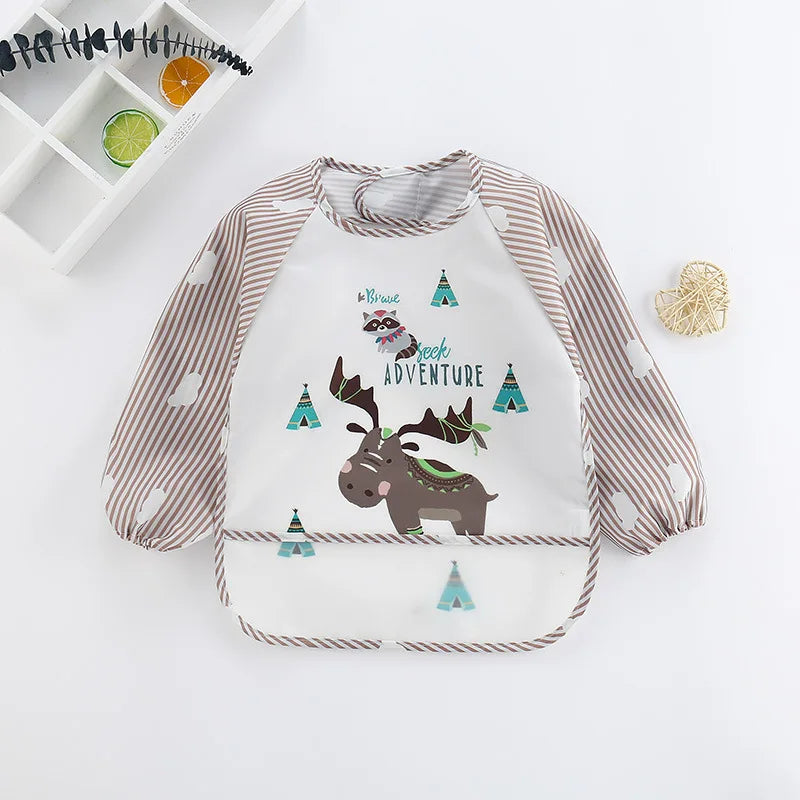 Waterproof EVA Full Sleeve Baby Bibs Children Apron Long Sleeve Feeding Smock Kids Eating Breastplate Infant Scarf Clothing