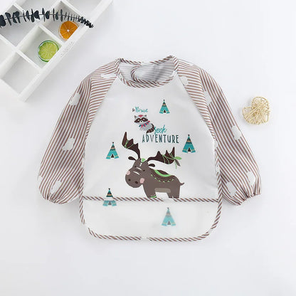 Waterproof EVA Full Sleeve Baby Bibs Children Apron Long Sleeve Feeding Smock Kids Eating Breastplate Infant Scarf Clothing