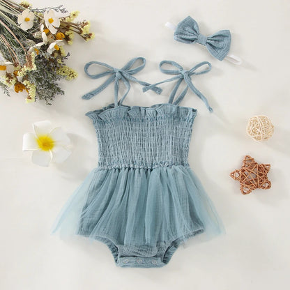 Baby Sleeveless Ruffle Romper Set