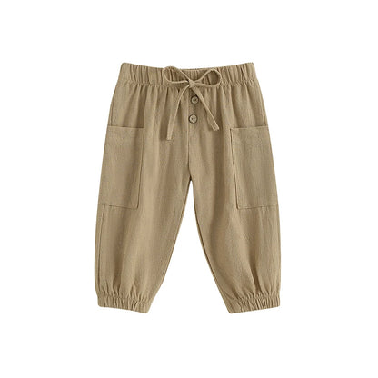 Cotton Linen Baby Drawstring Pants