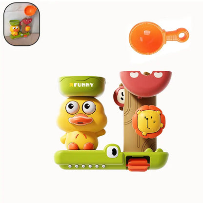 Duck/Flower Shape Baby Bath Toy Play Water in Lion Waterwheel Children Fun in Shower Bathtub with Suction Cup in Kid Gift