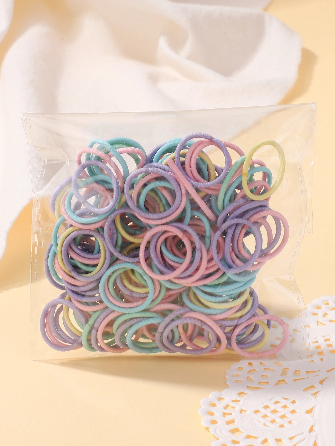 100 Pcs/Lot 2cm Hair Ties Gum Colorful Nylon Rubber Band Rope Doll Hair Accessories Black Elastic Hair Bands for Baby Girls Gift