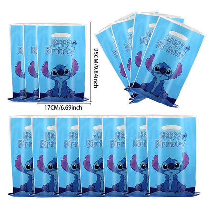 30pcs Blue Pink Stitch Party Gift Bags with Handles Lilo & Stitch Themed Party Favors Bags Baby Shower Kids Birthday Party Decor