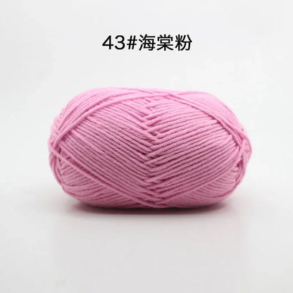 Likeecords 4-Strand  Milk Cotton Knitting Wool Yarn 60g/roll Soft Baby Yarn For Crochet Craft Sweater Hat Dolls