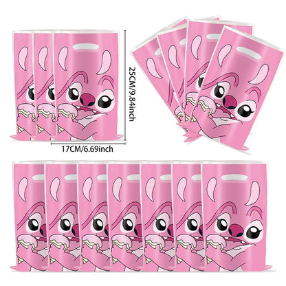 30pcs Blue Pink Stitch Party Gift Bags with Handles Lilo & Stitch Themed Party Favors Bags Baby Shower Kids Birthday Party Decor
