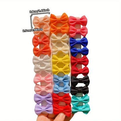 30/90Pcs Cute Dopamine Color Fabric Hairpins for Little Girls Cute Bow Hair Accessories