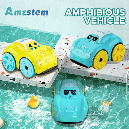 Baby Shower Toys Amphibious Cars Bathroom Floating Clockwork Toy Cars Children Cute Swimming Water Playing Toys for Kids Gifts