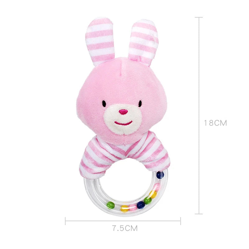 Cute Baby Rattle Toys Elephant Plush Infant Cartoon Bed Toys for Newborn 0-24 Months Educational Toy Bear Hand Ring Bell Teether