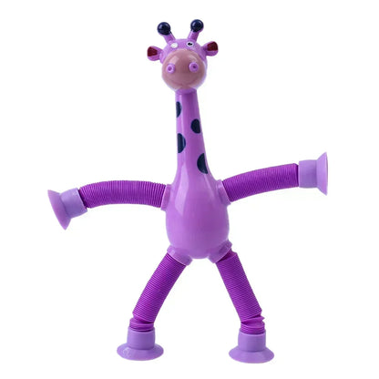 Children Suction Cup Toys Pop Tubes Stress Relief Telescopic Giraffe Hand Toys Sensory Bellows Toys Anti-stress Squeeze Toy Gift