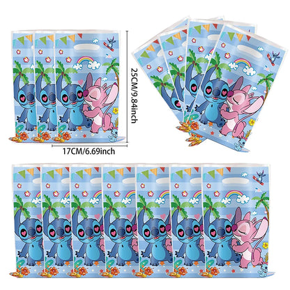 30pcs Blue Pink Stitch Party Gift Bags with Handles Lilo & Stitch Themed Party Favors Bags Baby Shower Kids Birthday Party Decor