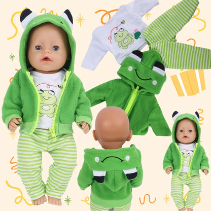 43 cm Doll Outfits for 17-18Inch Dolls Baby Born Doll Cute Jumpers Rompers Suit+Shoes Warm Clothes on A Doll Baby Christmas Gift