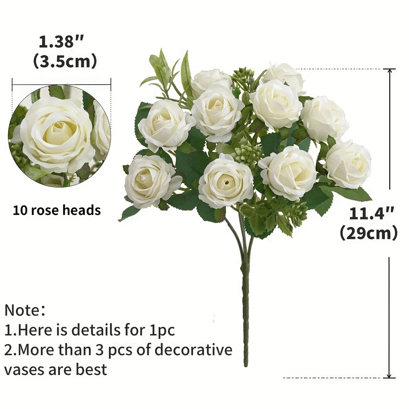 10 Heads Artificial Flowers Scrapbooking Silk Roses Christmas Wedding Party Bouquet Household Products Vases for Home Decoration