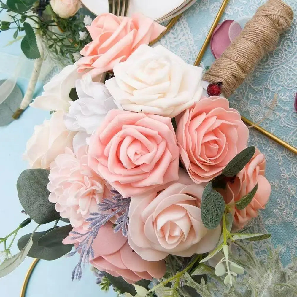 25pcs Artificial Flowers, Fake Flowers Roses W/stem For DIY Wedding Bouquets Centerpieces Arrangements Party Home Decorations