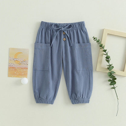 Cotton Linen Baby Drawstring Pants