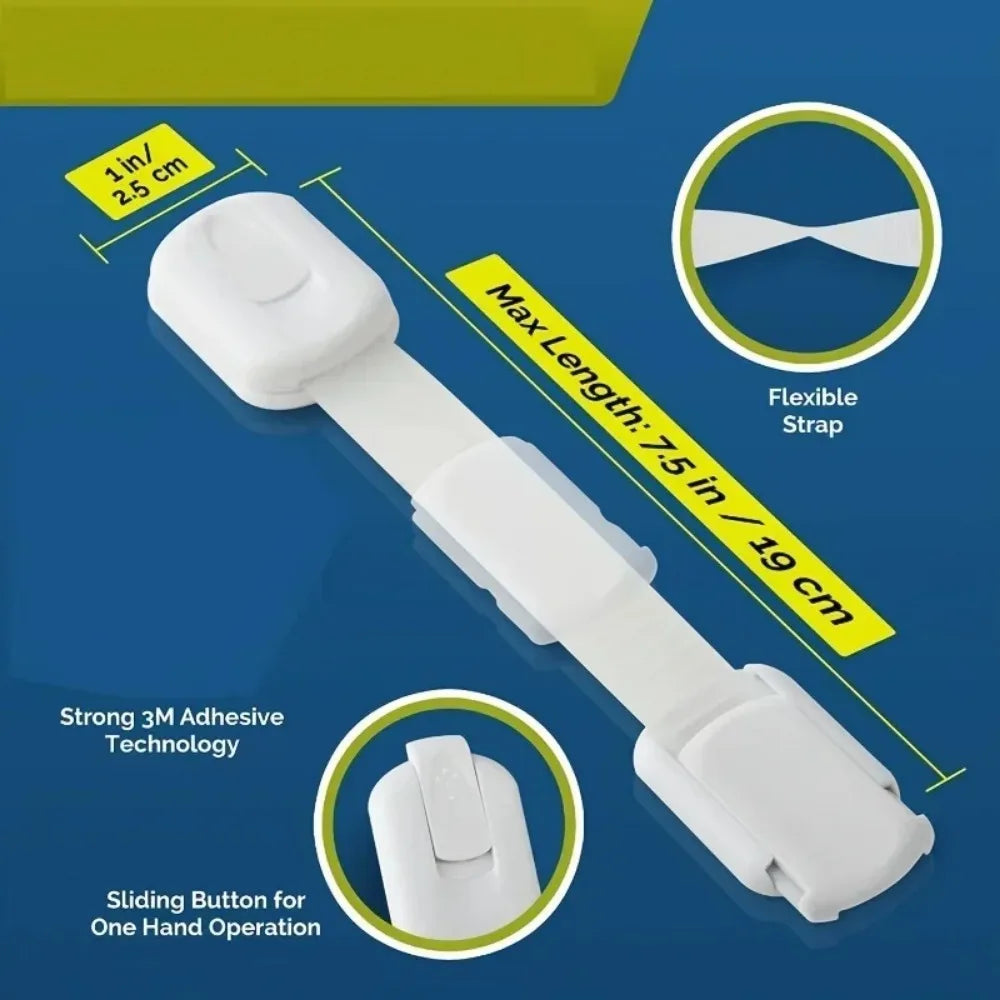 5/10pc Child Safety Strap Locks Baby Locks for Cabinets and Drawers Adhesive Pads Toilet Fridge & More No Installation Required