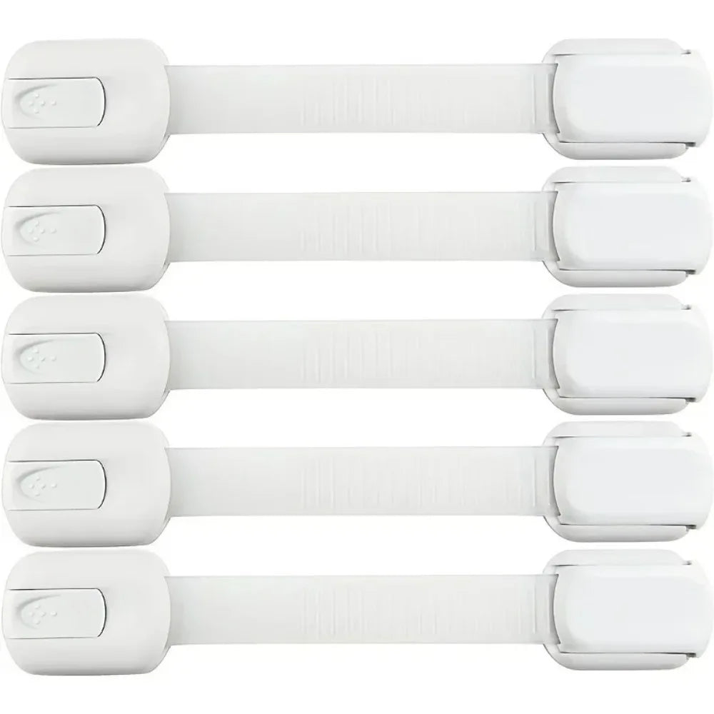 5/10pc Child Safety Strap Locks Baby Locks for Cabinets and Drawers Adhesive Pads Toilet Fridge & More No Installation Required