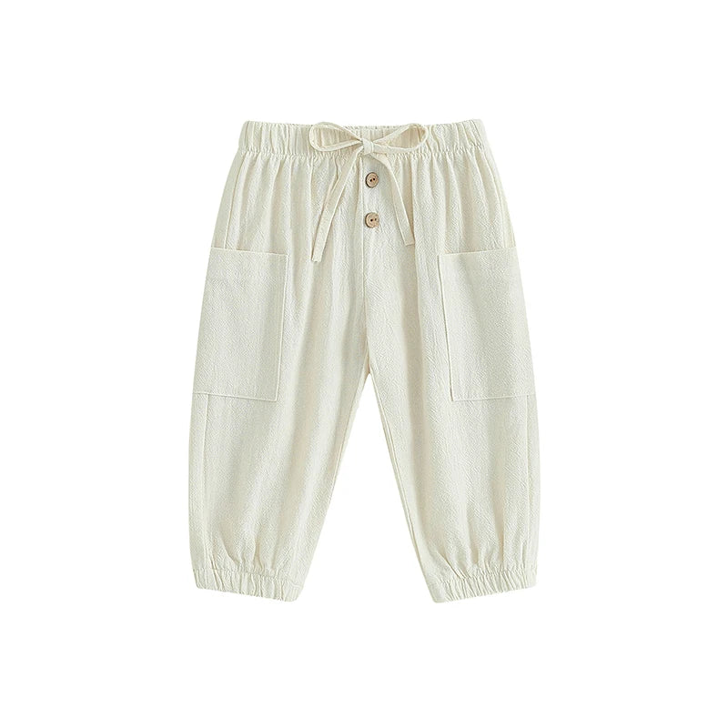 Cotton Linen Baby Drawstring Pants