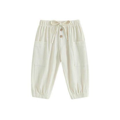 Cotton Linen Baby Drawstring Pants