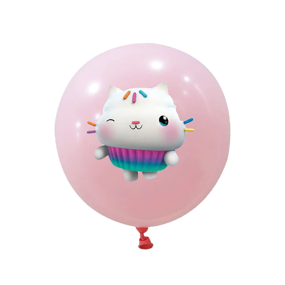 15pcs 12 Inch Gabby Dollhouse Cat Latex Sequin Balloon Set Baby Shower Party Balloon Decoration Girl Birthday Party Supplies