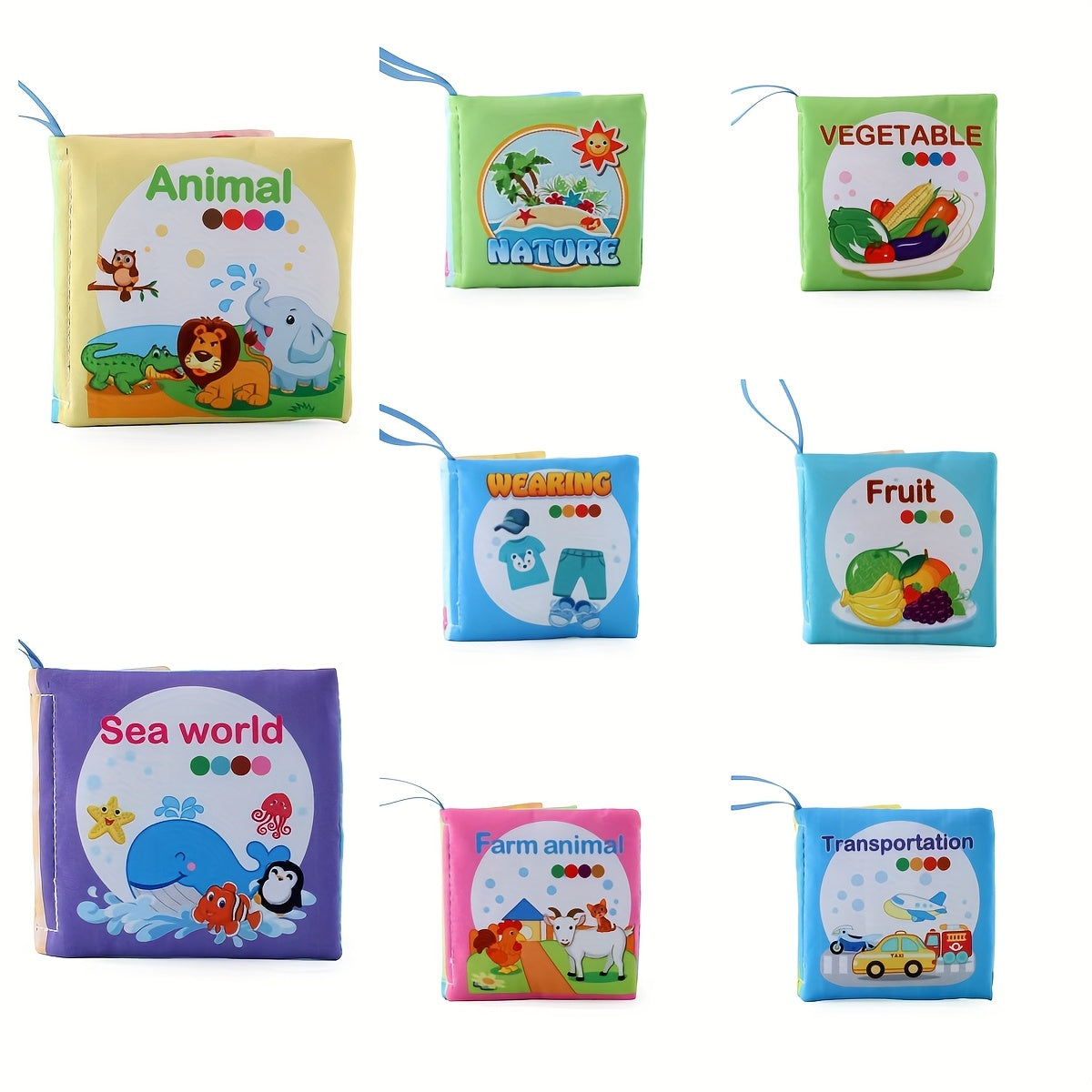 [Soft Baby Books] 8, 5 & 3 Soft Cloth Baby Book Sets | Cognitive Cloth Books, Tear-Resistant And Washable, Vivid Fruit, Animal And Ocean Themes, Early Education, Perfect Christmas Birthday Gifts