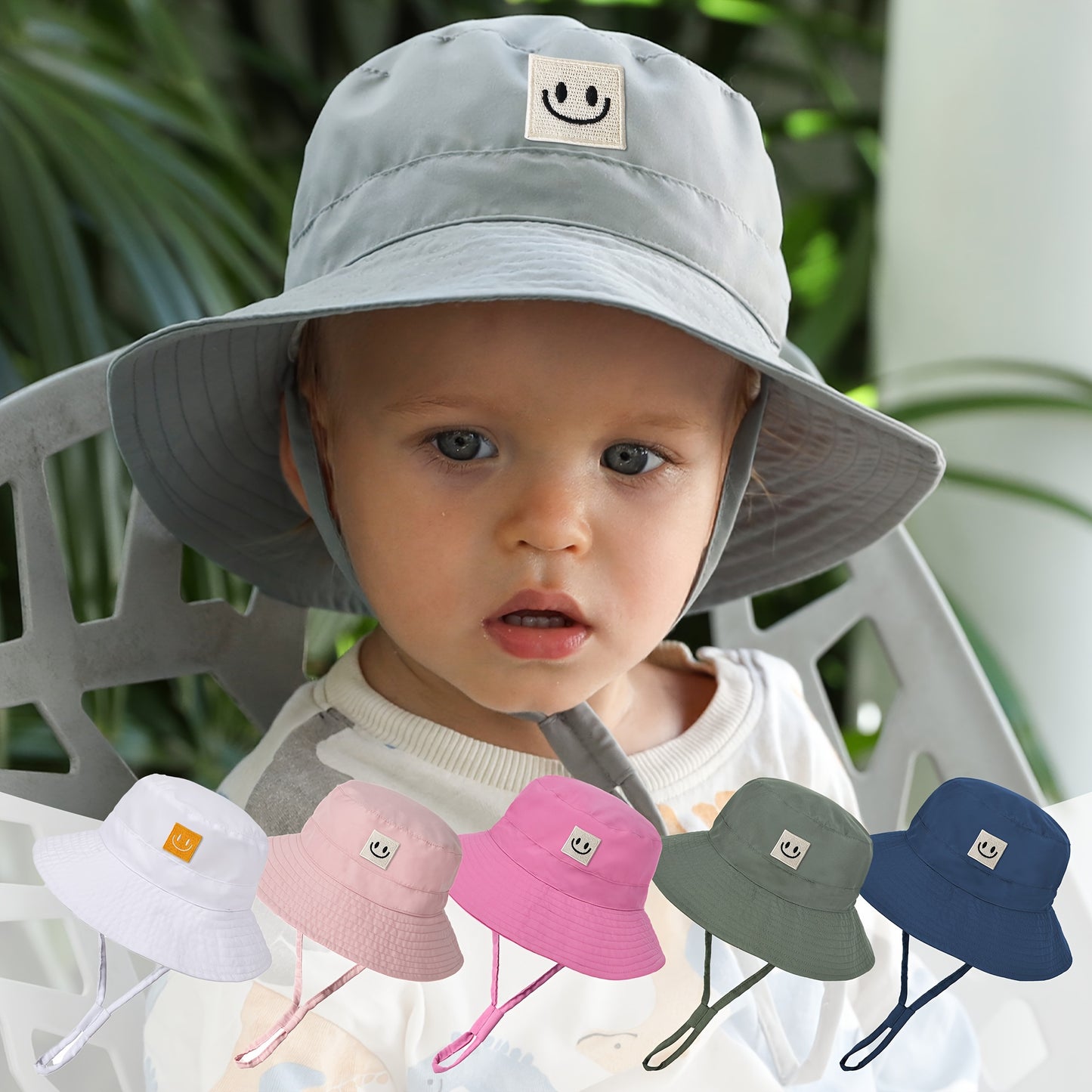 1pc Baby Sun Hat, Toddler Summer Sun Protection, Wide Brim Bucket Beach Hats For Baby Boy And Girl, Adjustable Kid Cap