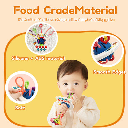 5-In-1 Baby Toy Collection - Soft Rubber Chew Toys, Cartoon Octopus Pull Toy, Stacking Toys, Ideal for Gifts for Babies Aged 6-18 Months, Christmas Gifts for Soothing Babies