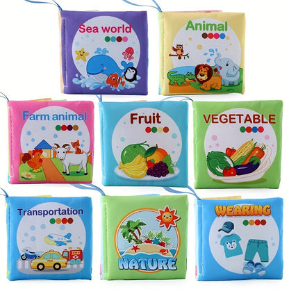 [Soft Baby Books] 8, 5 & 3 Soft Cloth Baby Book Sets | Cognitive Cloth Books, Tear-Resistant And Washable, Vivid Fruit, Animal And Ocean Themes, Early Education, Perfect Christmas Birthday Gifts