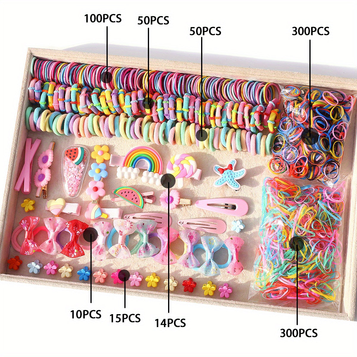 844/839pcs Princess Hair Accessories: Flower Butterfly Mini Hair Clips & Hair Ties, Perfect Birthday & Holiday Gifts For Baby Girls
