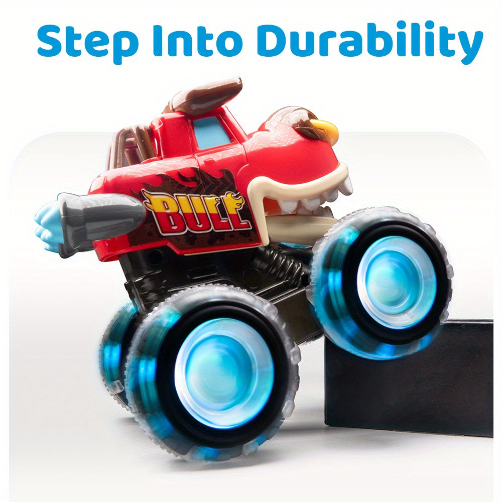 [3 Pack Monster Truck] 3 Pack Monster Truck Toy | Motion Activated Light-Up Cars For Toddlers - Monster Treads Lightning Wheels | Baby Toy Present - Press & Go Cars For Boys Girls Birthday Gifts Easter Basket Stuffer