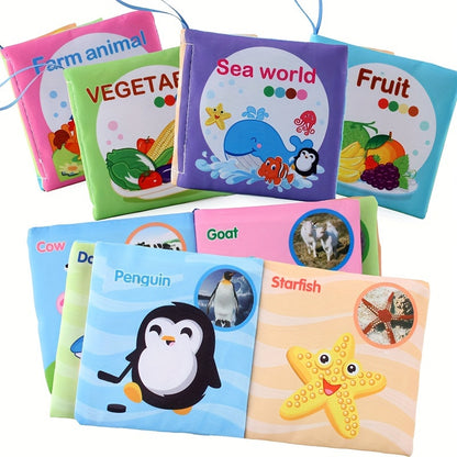 [Soft Baby Books] 8, 5 & 3 Soft Cloth Baby Book Sets | Cognitive Cloth Books, Tear-Resistant And Washable, Vivid Fruit, Animal And Ocean Themes, Early Education, Perfect Christmas Birthday Gifts