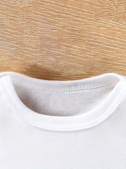 Infant Baby Boys "My Siblings Have Paws" Short Sleeve Onesie Clothes, Suitable For Indoor And Outdoor Wear