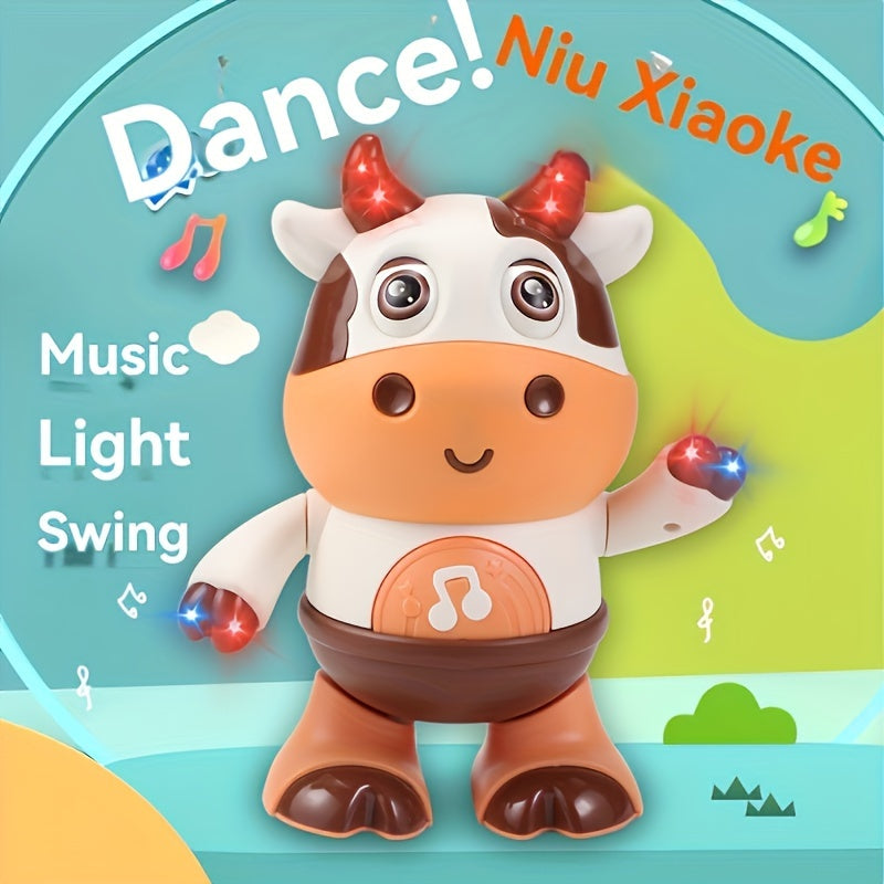 Interactive Dancing Cow Baby Toy with Music and Lights, Educational Early Learning Toy for Toddlers 0-3 Years, Plastic, Child-Safe Soft Glow, Bilingual Features - Gift for Young Children (Batteries Not Included) - from Chines