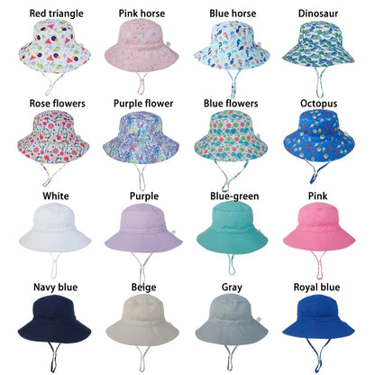 Summer Baby Sun Hats for Girls And Boys, Beach Bucket Hats for Ages 0-8.