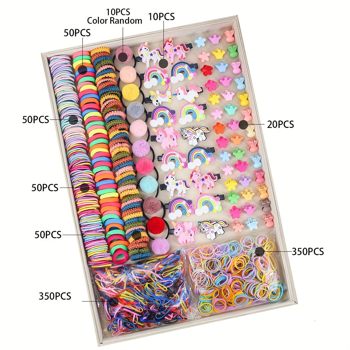 844/839pcs Princess Hair Accessories: Flower Butterfly Mini Hair Clips & Hair Ties, Perfect Birthday & Holiday Gifts For Baby Girls