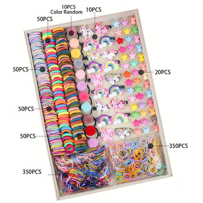 844/839pcs Princess Hair Accessories: Flower Butterfly Mini Hair Clips & Hair Ties, Perfect Birthday & Holiday Gifts For Baby Girls