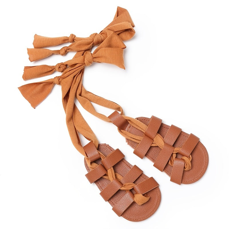 Baby Girls Sandals Lightweight Comfortable Lace UP Slippers For Newborn Infant Toddlers Spring And Summer