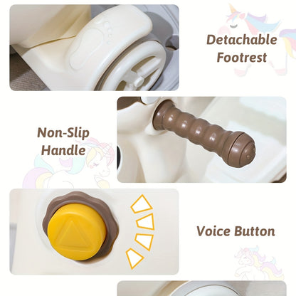 4-in-1 Rocking Horse Toy for Toddlers 1- (1+ Years) - Convertible Balance Bike, Ride-On Horse with Detachable Balance Board & Footrest, Push Handle & Guard Rails - Sturdy Construction, Smooth-Rolling Wheels - Ideal Birthday G