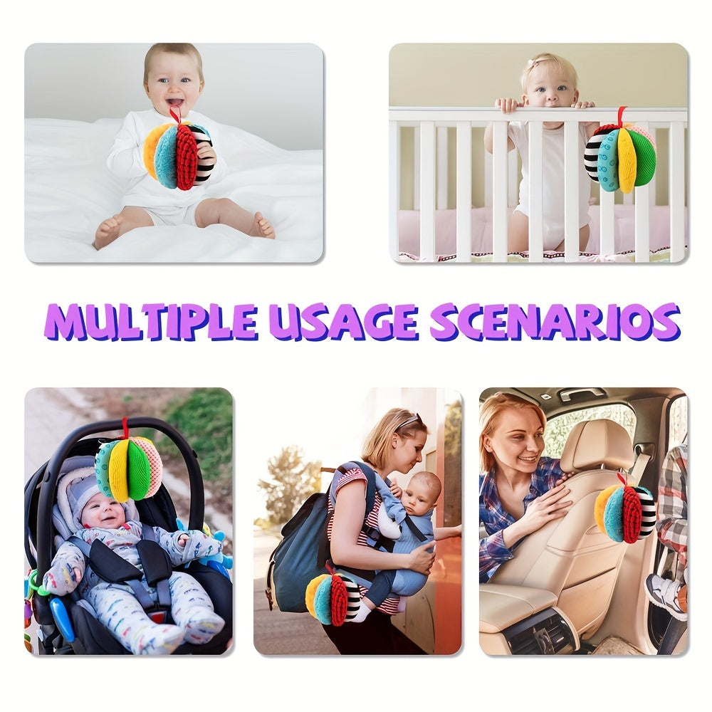 8-in-1 Sensory Balls For Infant Toddlers, Rainbow Fabric Baby Toy For Sensory Development, Toys For Babies 6-12 Months, 8 Different Sensory Tactile Textures With Crinkle Rattle Squeakers