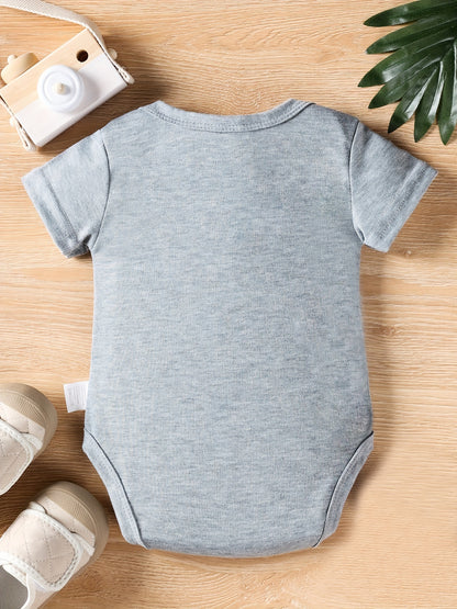 Infant Baby Boys "My Siblings Have Paws" Short Sleeve Onesie Clothes, Suitable For Indoor And Outdoor Wear