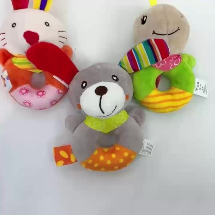 Cute Cartoon Animal Hand Rattle Round Hand Rattle Baby Toy Baby Hand Rattle Plush Toy