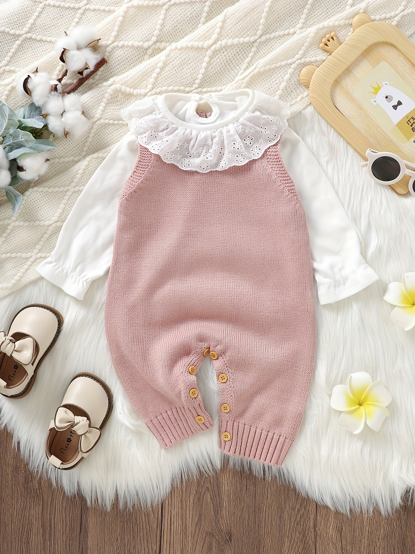 Baby Clothing Girl Baby Bodysuit Baby Love Jacquard Boys Knitted Bodysuit, Suitable For Indoor And Outdoor Wear